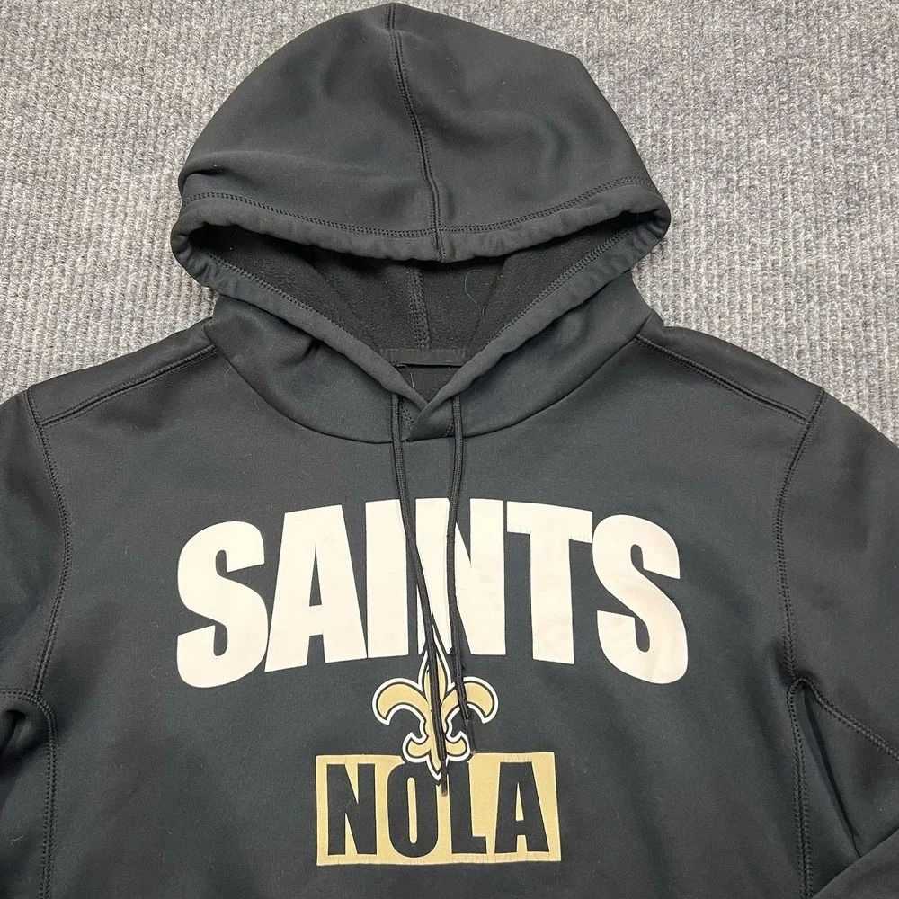 Nike New Orleans Saints NOLA Sweatshirt Hoodie Mens Medium Black Dri Fit Therma‎